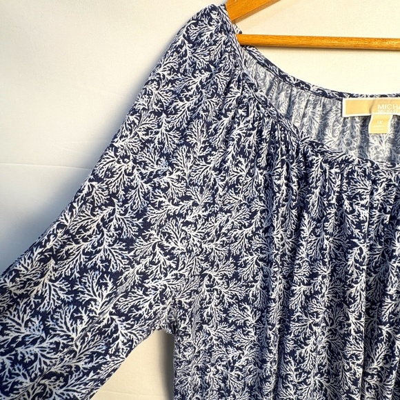 Michael Kors Women’s ¾ Sleeve Scoop Neck Blouse Top Sz 1X Coastal Beachy Comfort - Picture 2 of 9